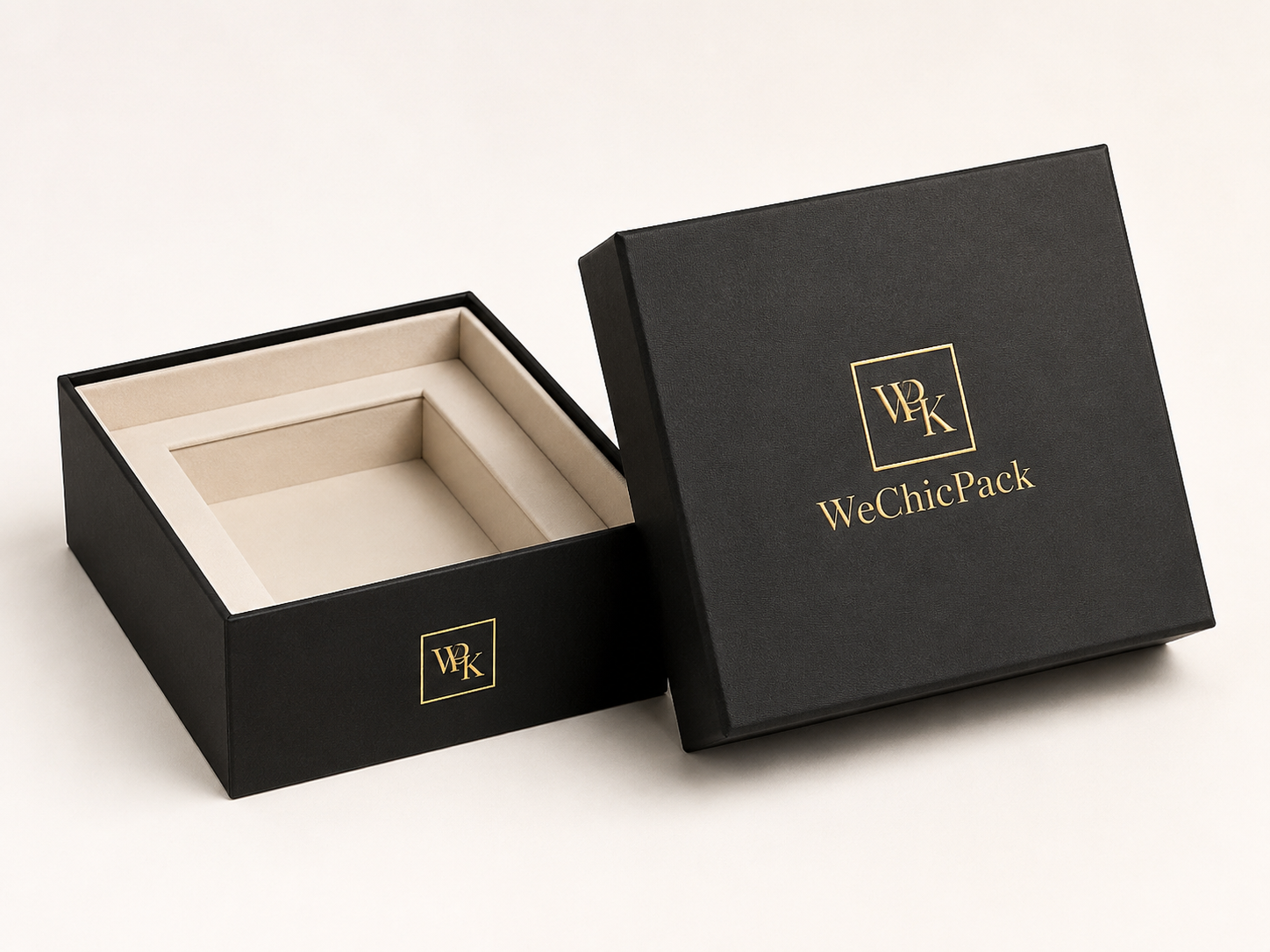 Luxury lid and base rigid perfume box with gold logo